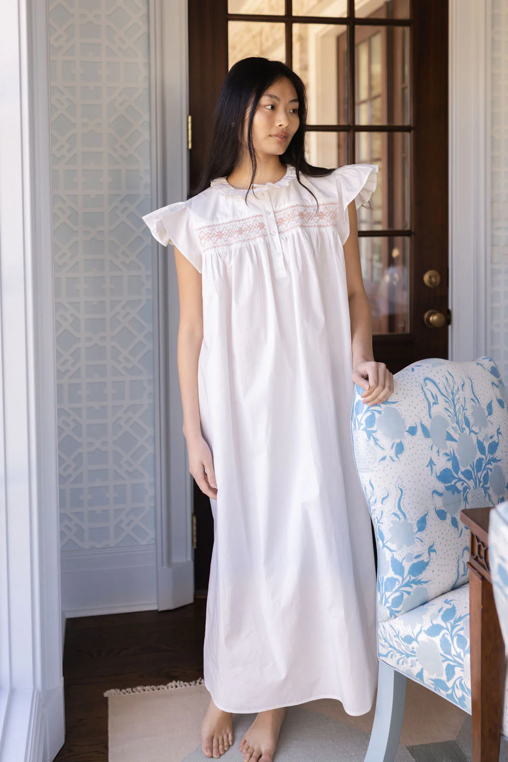 EMILY COTTON SMOCKED NIGHTGOWN - Image 5