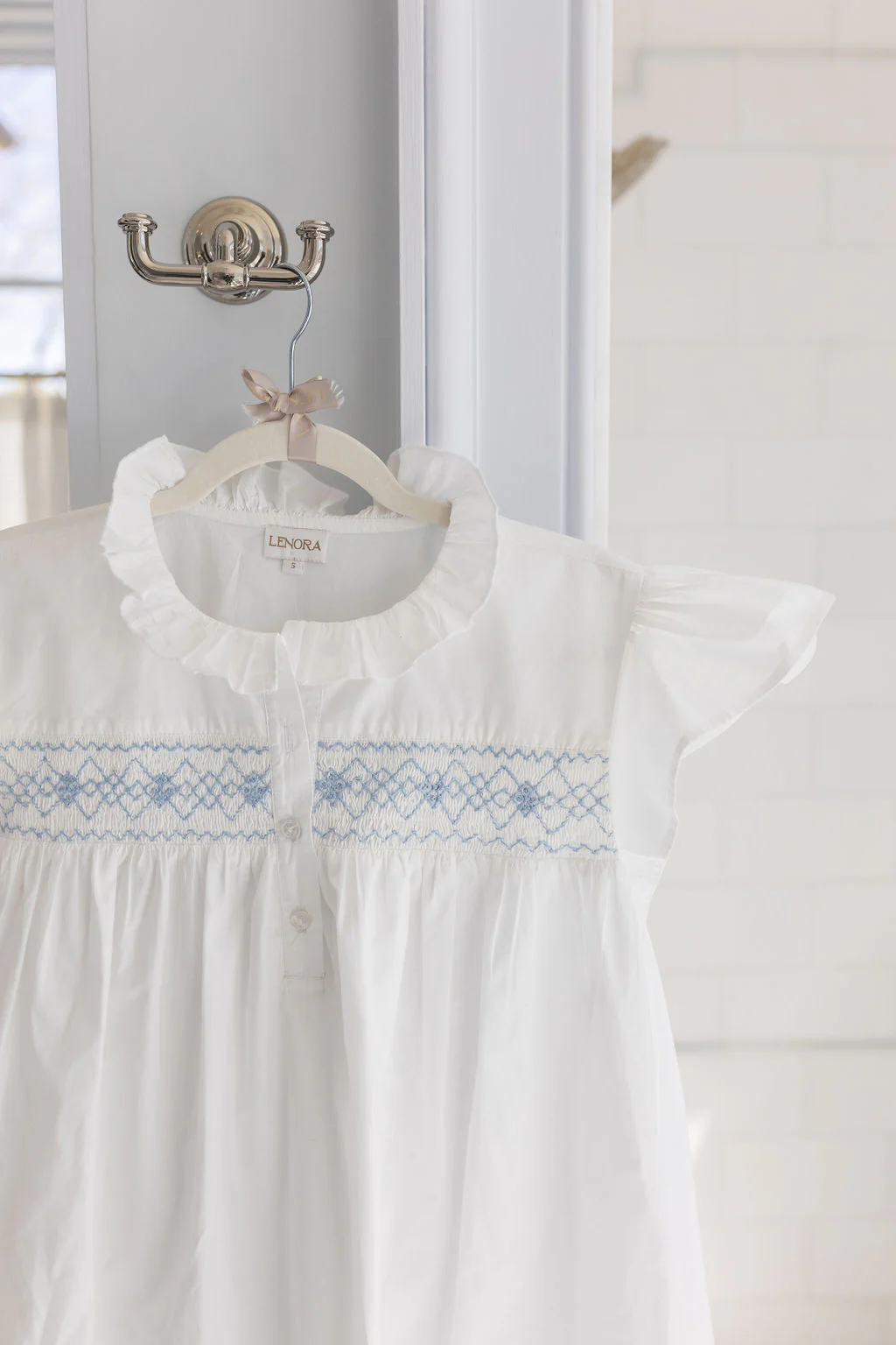 EMILY COTTON SMOCKED NIGHTGOWN - Image 6