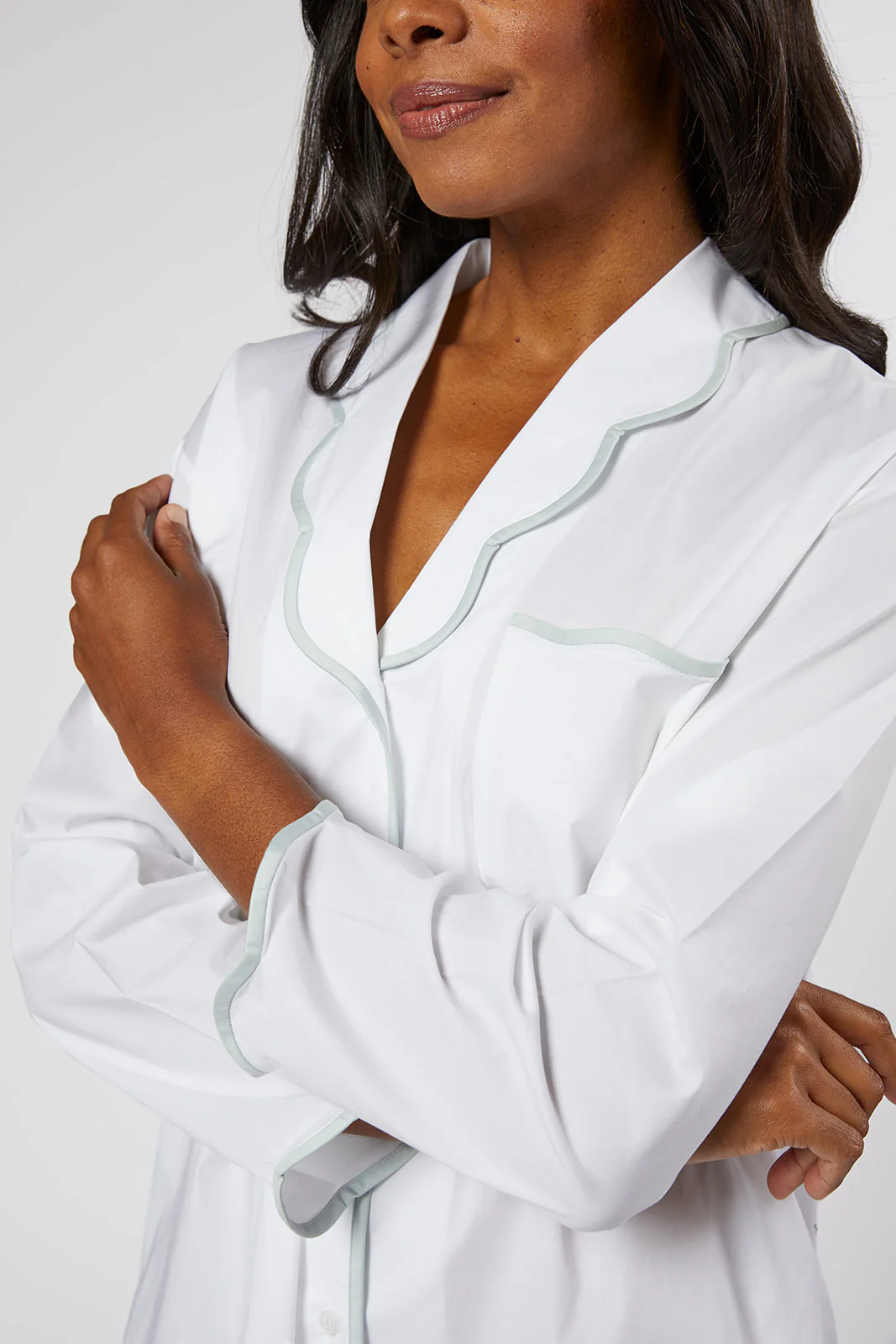 VANDY SCALLOPED TAPE TRIM COTTON NIGHTSHIRT - Image 4